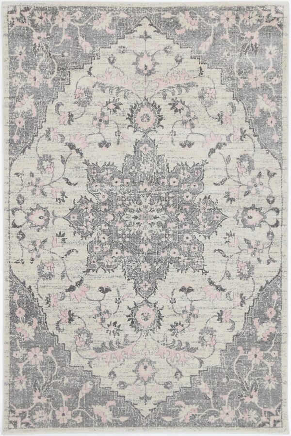 Fanno-Transitional Grey Ivory Area Rug 160x230 Modern Vintage Design Easy Care