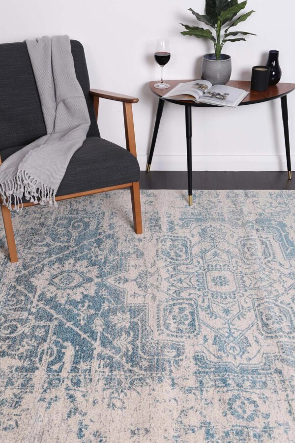 Fanno-Transitional Delicate Audrey Ivory Blue Area Rug 200x290 Modern Vintage Design