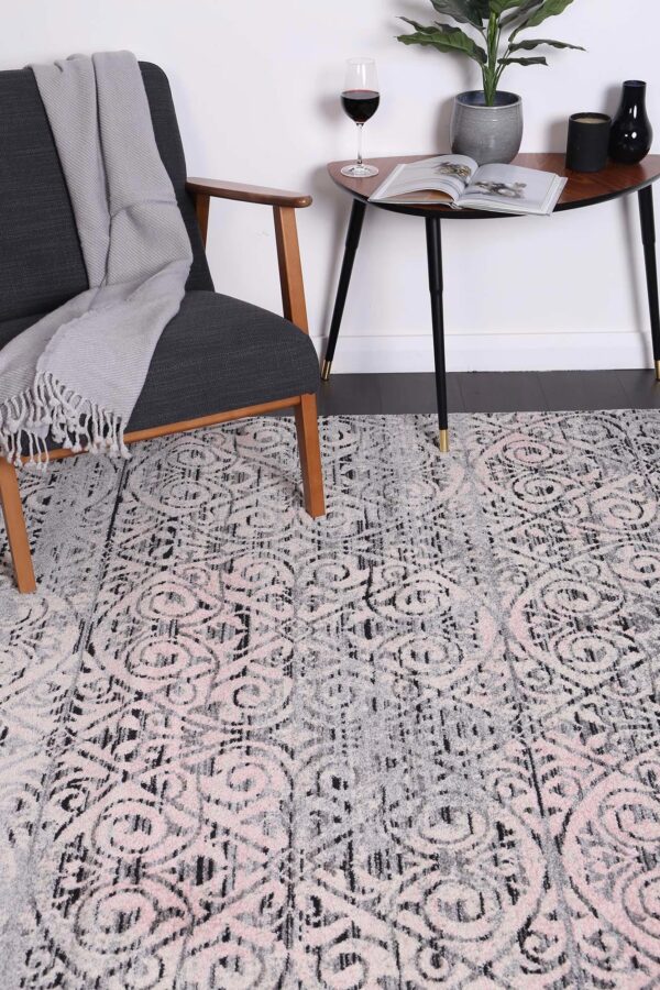 Fanno-Transitional Ivory Area Rug 200x290 Distressed Patina Modern Artwork Home Decor