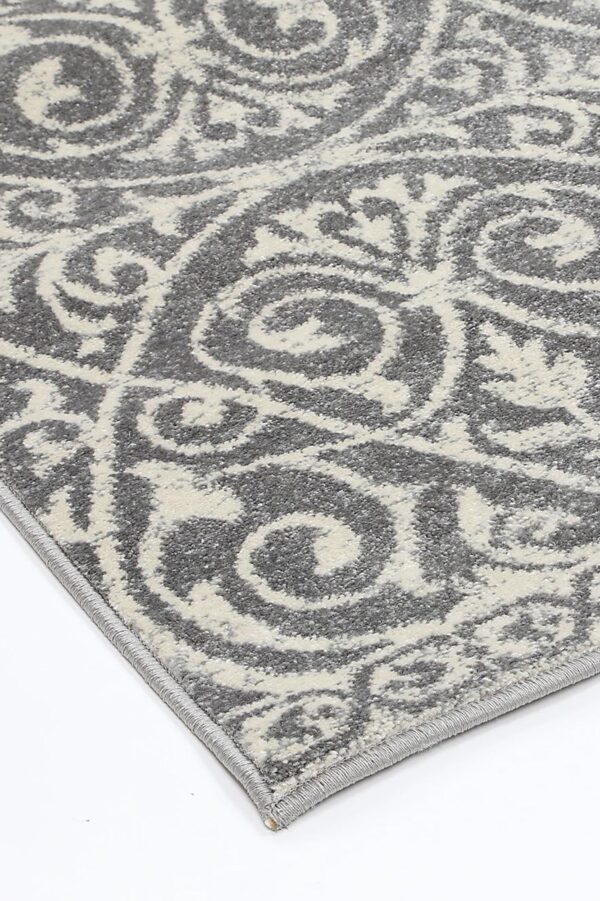 Fanno-Transitional Delicate Grey Ivory Area Rug 80x300 Modern Vintage Design Easy Care