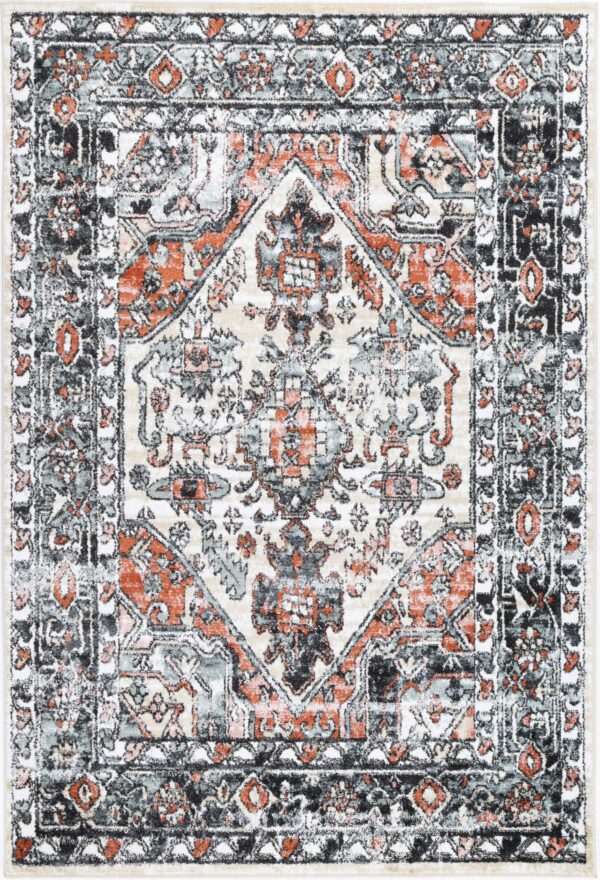 Fanno-Transitional Area Rug Mayan Design Beige 160x230 Anti-Static Shed-Free Fiber