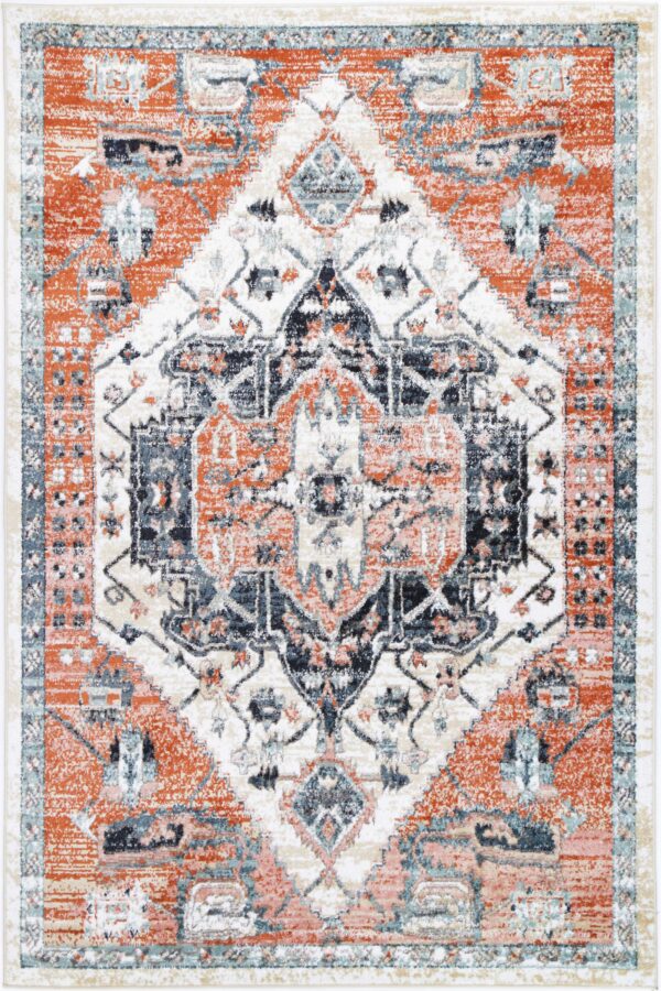 Fanno-Transitional Area Rug Mayan Design Anti-Static Shed-Free Fabric 160x230 cm