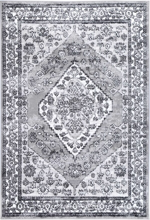 Fanno-Transitional Area Rug Grey 160x230 Modern Mayan Design Anti-Static Shed-Free Fiber