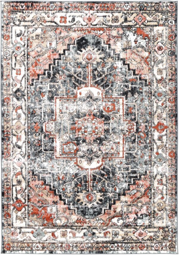 Fanno-Transitional Area Rug Charcoal Mayan Design Anti-Static Shed-Free Fibre 160x230