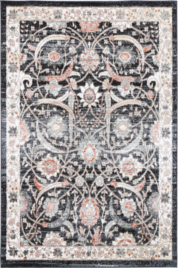 Fanno-Transitional Area Rug Charcoal Mayan Design Anti-Static Shed-Free 160x230 cm