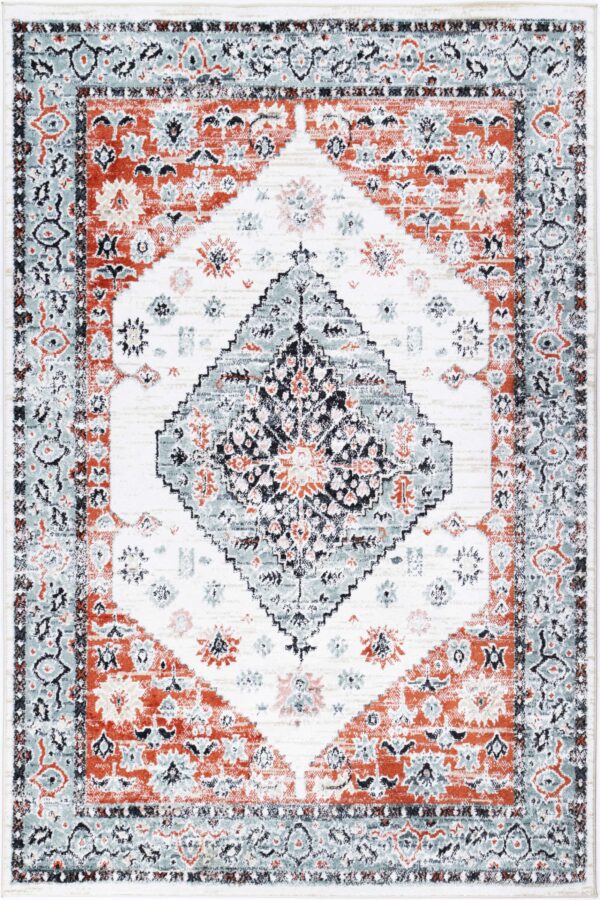 Fanno-Transitional Area Rug Cream 80x150 Modern Mayan Design Anti-Static Shed-Free Fiber