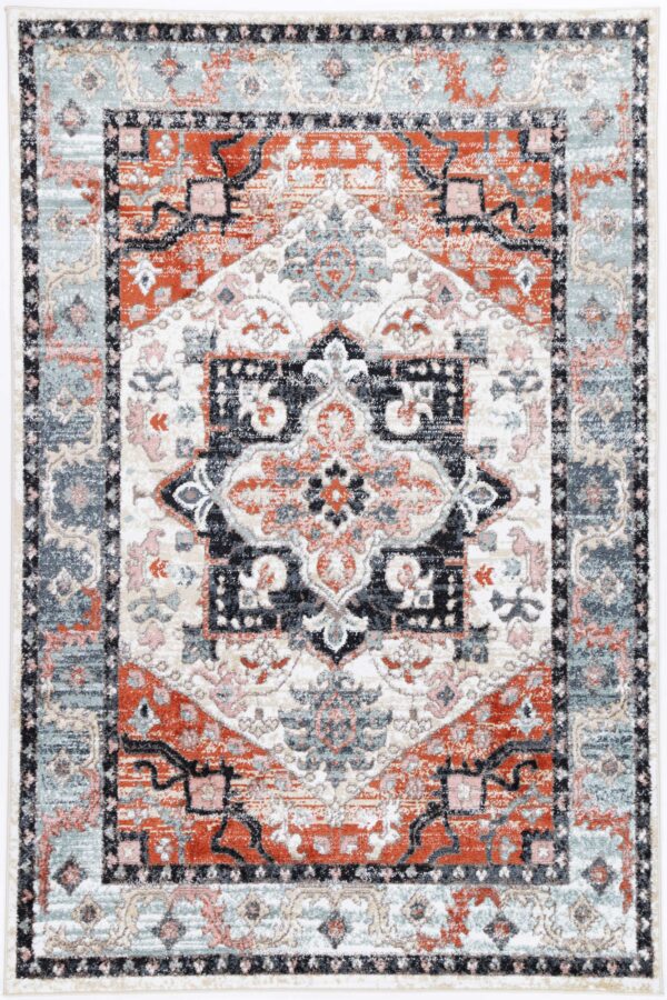 Fanno-Transitional Area Rug 80x150 Modern Mayan Design Anti-Static Shed-Free Fibre