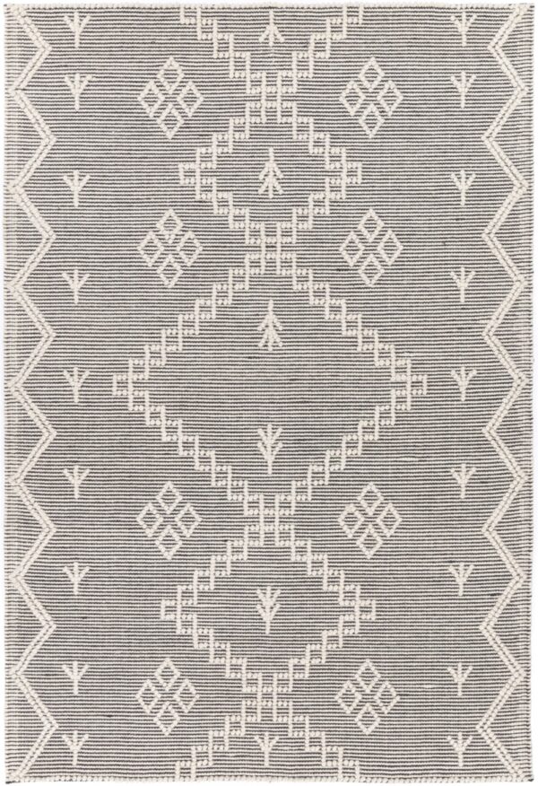 Fanno-Handmade Tribal Rug Soft Wool Geometric Pattern 160x230 Neutral Cream Color