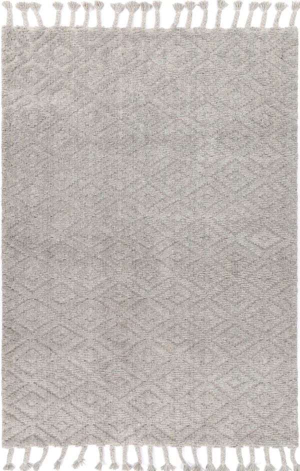 Fanno-Handmade Tribal Rug Soft Wool Geometric Pattern Grey 240x330 Ideal for Any Room