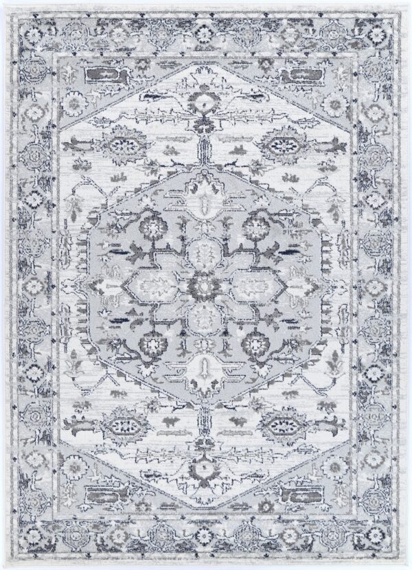 Fanno-Area Rug Provence L.Grey Cream 160x230 Elegant Design Anti-Static Fiber Cleaning Easy