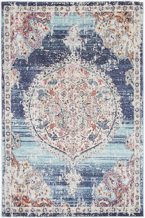 Fanno-Transitional Navy Multi Rug 160x230 Easy Clean Stylish Home Decor Area Rug