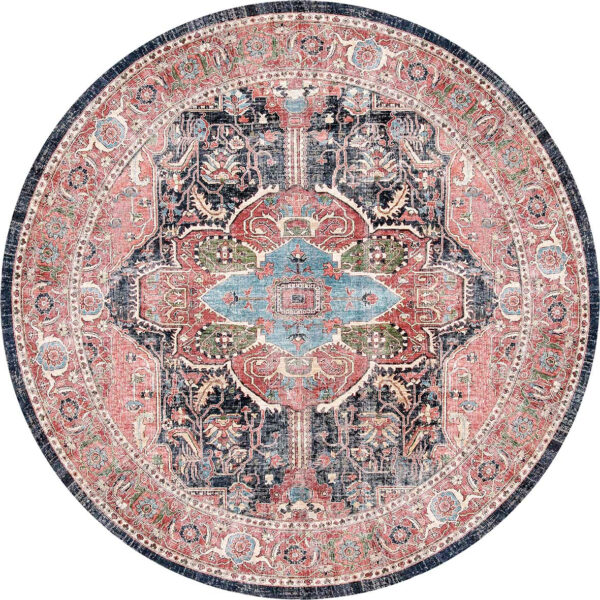 Fanno-Vintage Round Rug 240x240 Distressed Design Easy Clean Durable Warm Texture