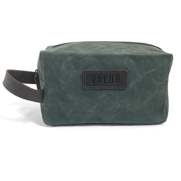 Fanno-Waxed Canvas Toiletry Bag for Men Green Gift Idea Durable Travel Organizer