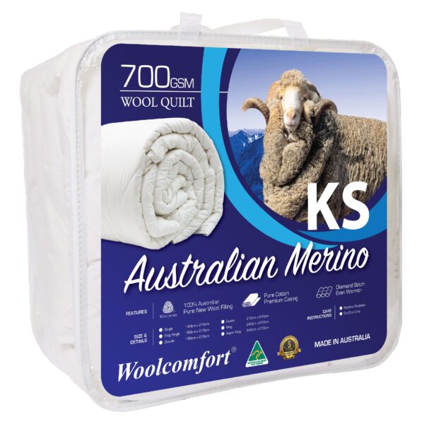 Fanno-Australian Made 700GSM Merino Wool Quilt for Cold Climates King Single Size