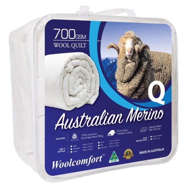 Fanno-Australian Made 700GSM Merino Wool Quilt Medium Weight for Cold Climates