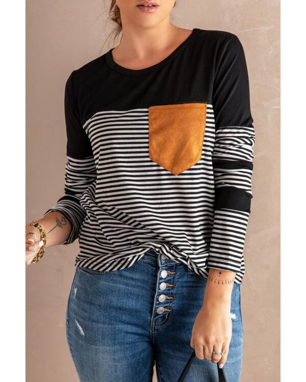 Fanno-Pinstripe Patch Pocket Top for Women Stylish Versatile Classic Design Quality Material