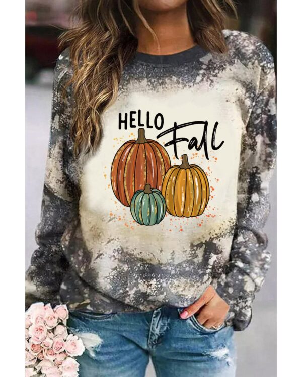 Fanno-Multicolor Tie Dye Long Sleeve Top with Pumpkin Graphic for Fall Season Fashion