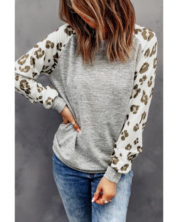 Fanno-Leopard Print Long Sleeve Top for Women Stylish Round Neck Casual Dressy Wear