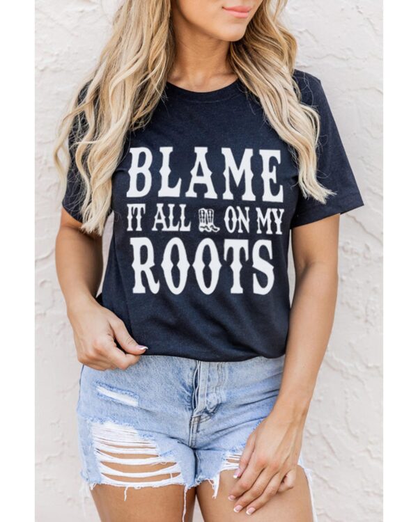 Fanno-Stylish Women's Short Sleeve T-Shirt with Blame It All On My Roots Print