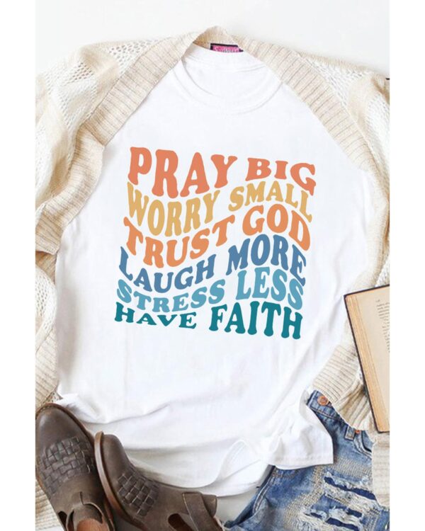 Fanno-Faith Inspired Words Print T-Shirt for Women Comfortable Relaxed Fit 2XL