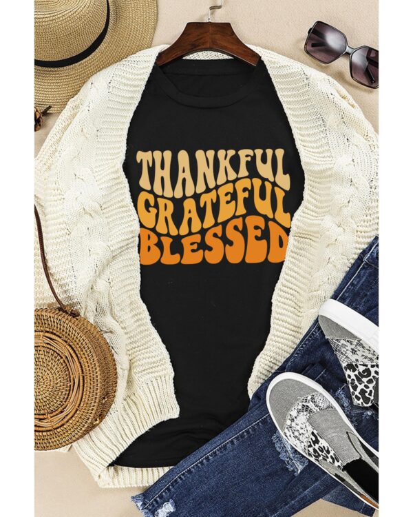 Fanno-Womens Crew Neck Graphic Tee Thankful Grateful Blessed Casual Comfortable Fit 2XL