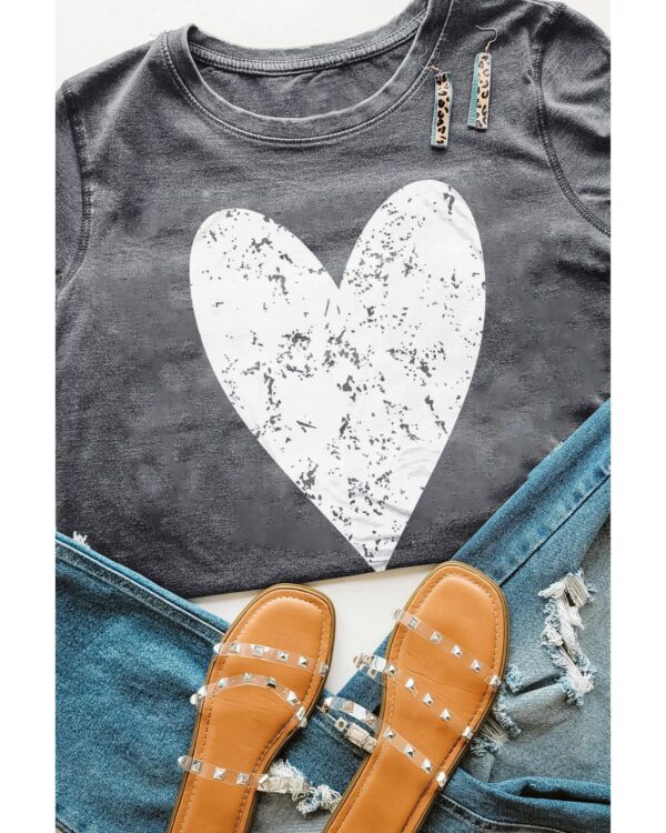 Fanno-Valentines Day Heart Graphic Print T-Shirt Comfortable Stylish Casual Wear