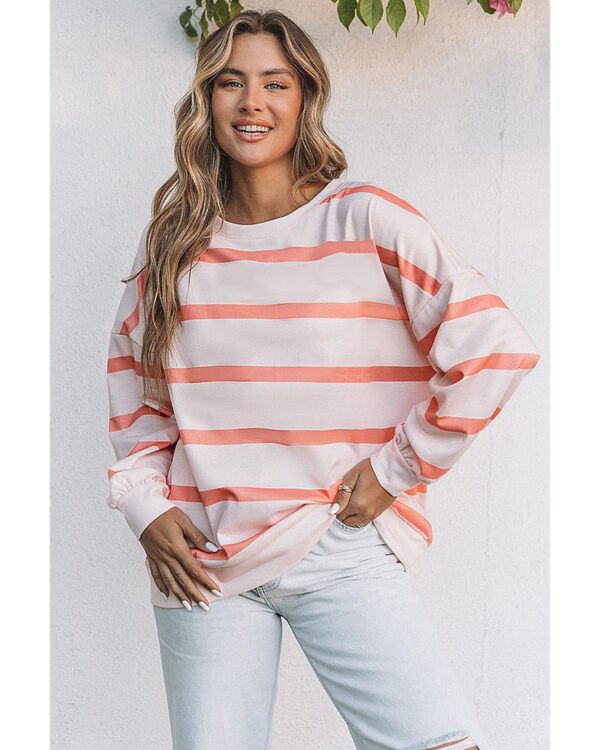 Fanno-Stylish Drop Shoulder Pullover Sweatshirt with Unique Stripe Pattern for Casual Wear