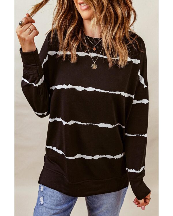 Fanno-Striped Long Sleeve Sweatshirt for Women Casual Fit Trendy Design Warmth M