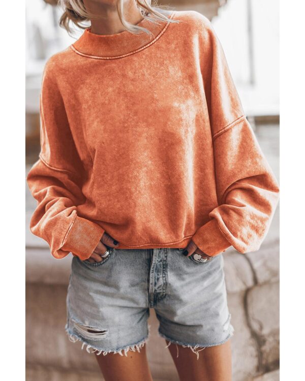 Fanno-Drop Shoulder Pullover Sweatshirt Comfortable Stylish Vibrant Orange for Any Occasion