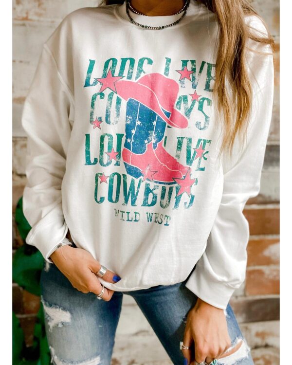 Fanno-Wild West Graphic Sweatshirt for Women Comfortable Stylish Adventure Fashion