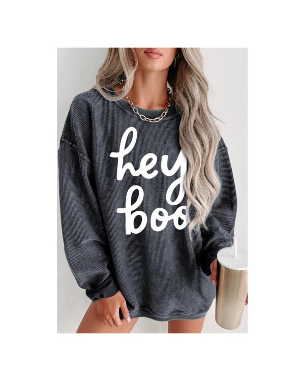 Fanno-Gray Graphic Corded Halloween Sweatshirt for Casual and Party Looks