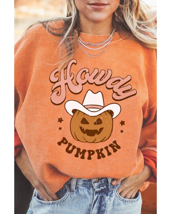 Fanno-Pumpkin Graphic Sweatshirt for Women in Vibrant Orange for Halloween Parties 2XL