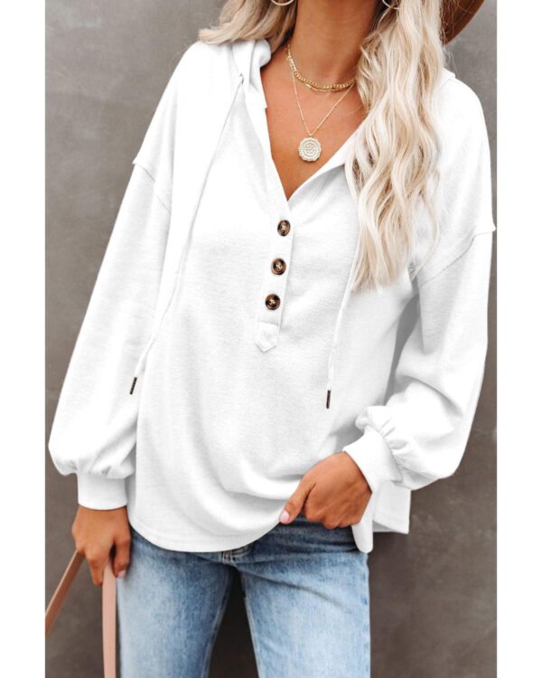 Fanno-Buttoned High Low Hem Hoodie for Women Stylish Comfortable Casual Wear