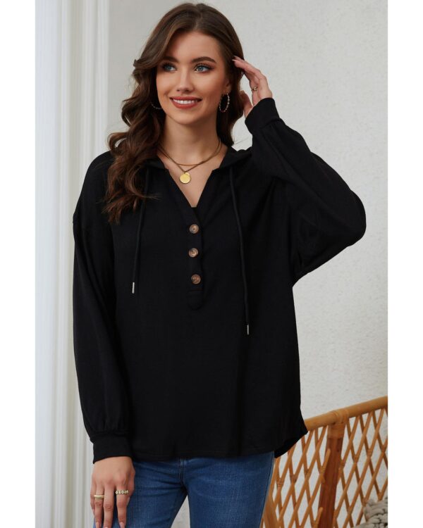 Fanno-Versatile High and Low Hem Hoodie for Women Comfortable Stylish Buttoned Closure