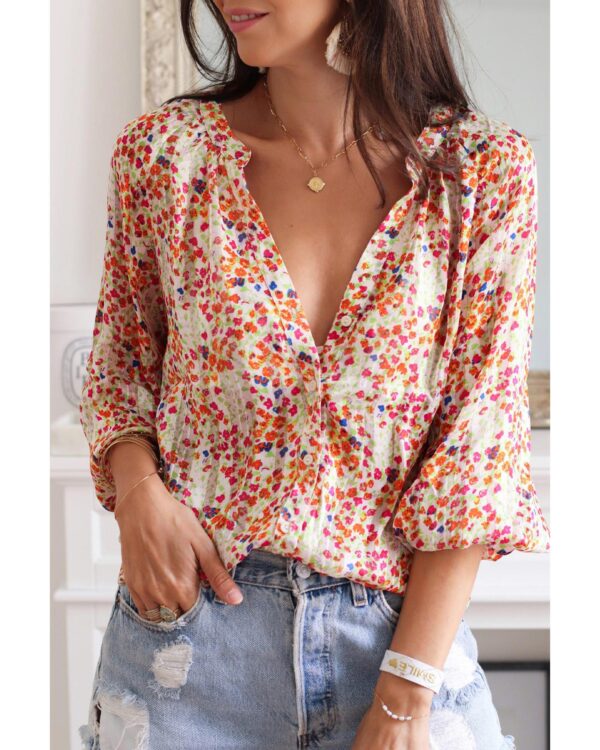 Fanno-Womens Floral Print Button Front Shirt Multicolor Casual Dressy Top XL