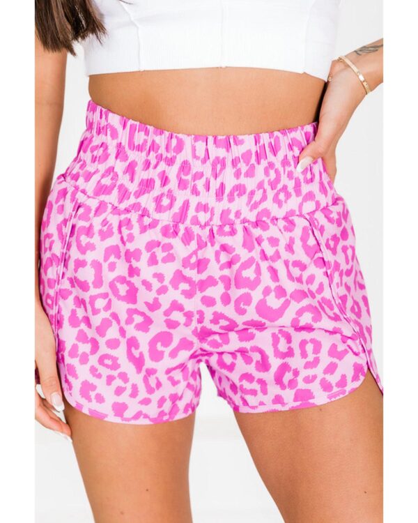 Fanno-High Waisted Leopard Print Athletic Shorts for Gym and Running Sessions