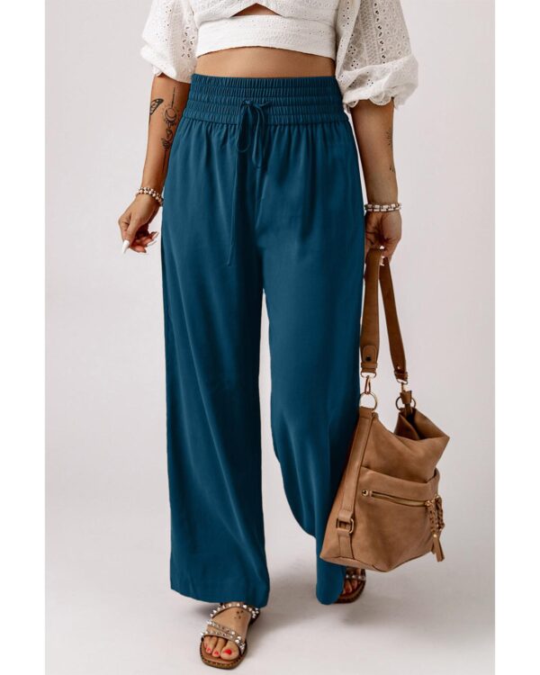 Fanno-Women's Wide Leg Pants with Drawstring Elastic Waist for Casual and Dressy Wear