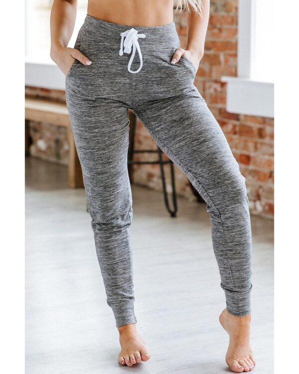 Fanno-Soft Gray Joggers for Women with Pockets and Adjustable Drawstring Waist