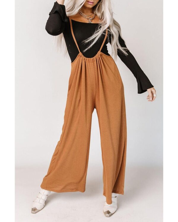 Fanno-High Rise Wide Leg Suspender Pants for Women Trendy Fashion Versatile