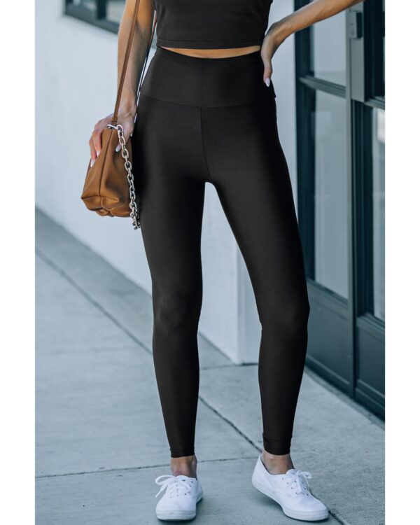 Fanno-High Rise Leggings with Waist Cincher for Comfortable Stretchy Fit and Elegance