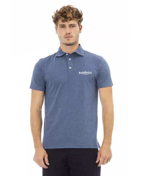 Fanno-Blue Cotton Polo Shirt for Men 3XL Short Sleeve with Embroidered Logo