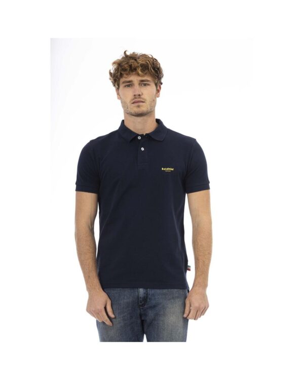 Fanno-Men's Blue Cotton Polo Shirt Short Sleeve Casual Wear Perfect for Any Occasion