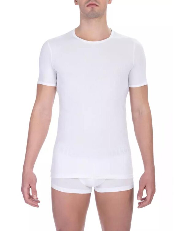 Fanno-Classic White Cotton Crew Neck T-Shirt for Men Comfortable and Versatile Wear