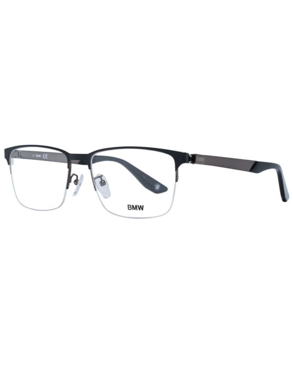 Fanno-Men's Gray Gunmetal Half-Rim Optical Frames with Demo Lenses and Branded Case