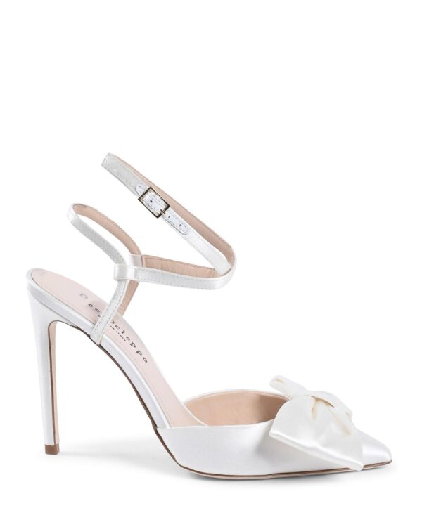 Fanno-Satin Evening Sandals with Pointed Toe and Ankle Strap for Elegant Occasions