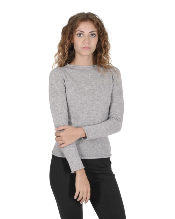 Fanno-Merino Wool Cashmere Boatneck Sweater for Women Made in Italy Soft Elegant Grigio Cenere