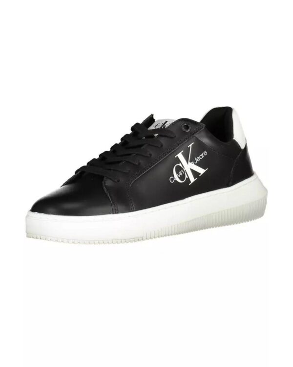 Fanno-Black Polyester Sports Sneakers for Men with Laces and Contrasting Details