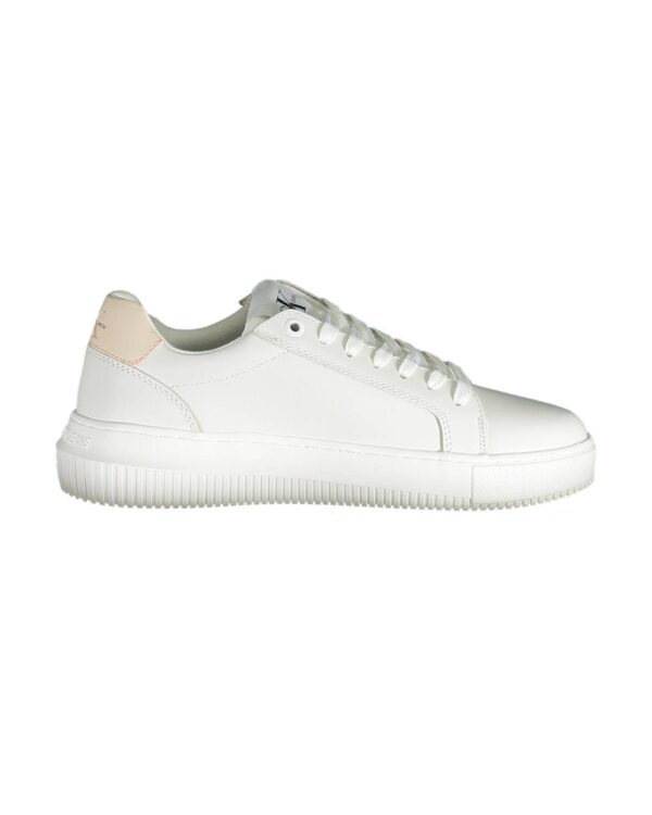 Fanno-White Polyester Sports Sneakers for Women with Laces and Contrasting Details