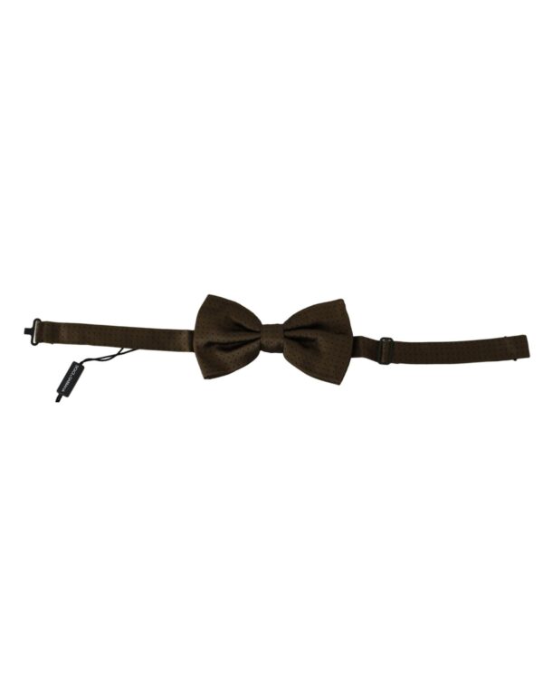 Fanno-Silk Bow Tie for Men Brown Polka Dots Adjustable Length Made in Italy Authentic