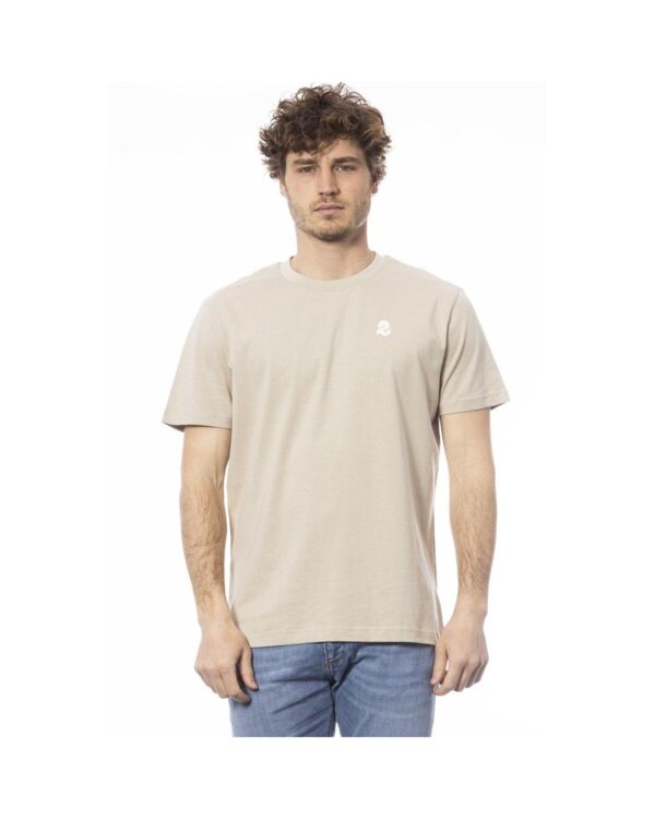 Fanno-Men's Beige Cotton T-Shirt Short Sleeve Crew Neck Casual Wear Comfortable Durable XL